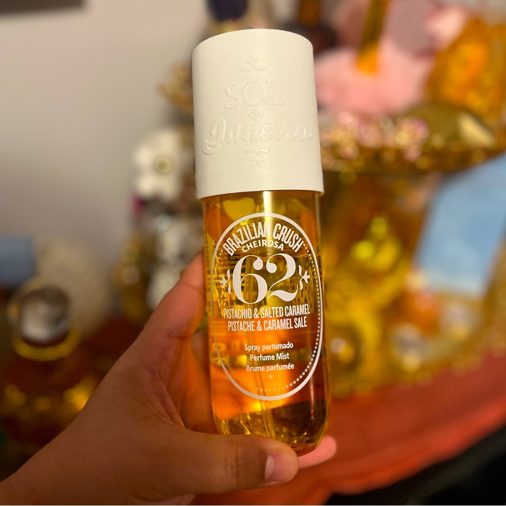 Partially used Sol De Janeiro Pistachio & Salted Carmel hair and body spray 8 oz